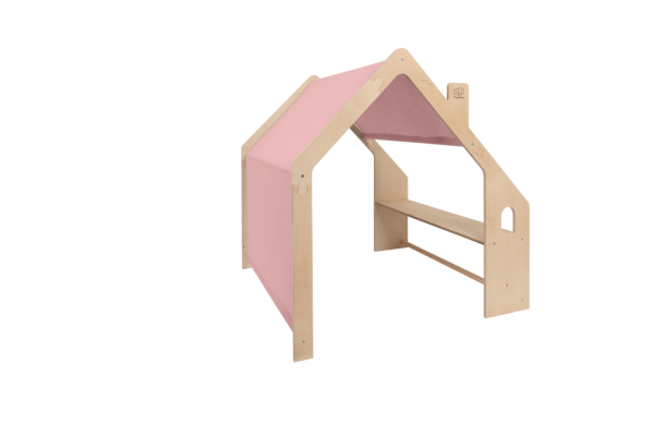 115683 MeowBaby® Natural Wooden House for Kids - Pink Roof