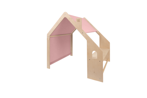 115684 MeowBaby® Natural Wooden House for Kids - Pink Roof