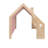 MeowBaby® Natural Wooden House for Kids - Pink Roof