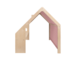 MeowBaby® Natural Wooden House for Kids - Pink Roof