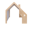 MeowBaby® Natural Wooden House for Kids - Blue Roof