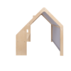 MeowBaby® Natural Wooden House for Kids - Blue Roof