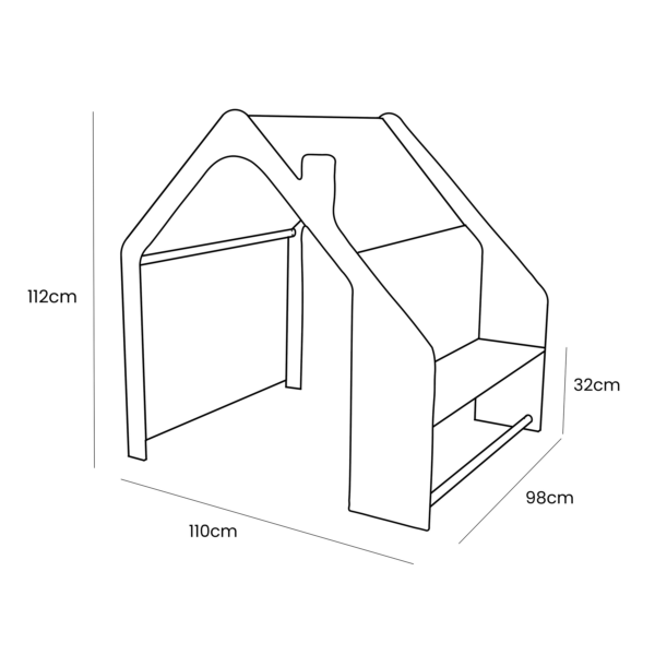 115696 MeowBaby® Natural Wooden House for Kids - Pink Roof