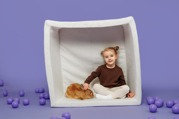 Bällebad_Weiss_lila MeowBaby® Boucle White Square Balls Pit 110x110x40cm - 400 Heather Mint Balls