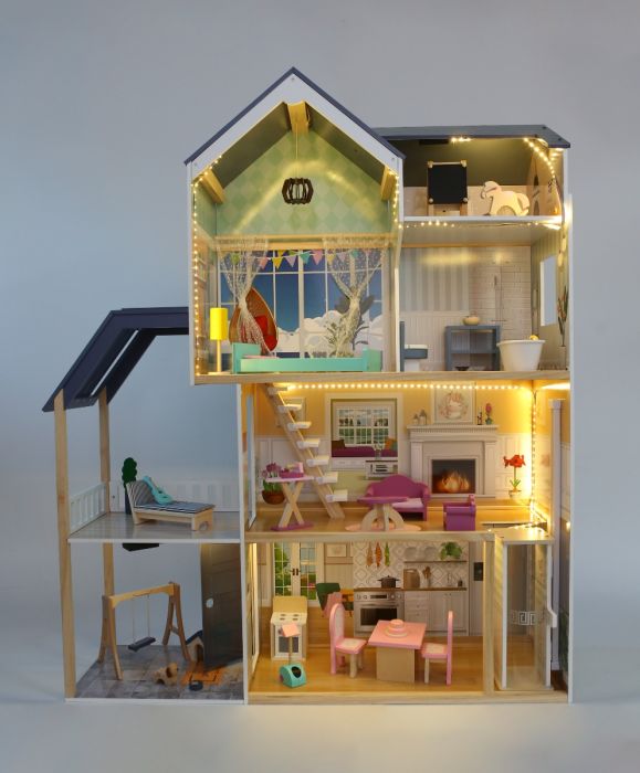 gt61236_wooden_dollhouse_crystal Wooden Dollhouse Crystal with LED Lights