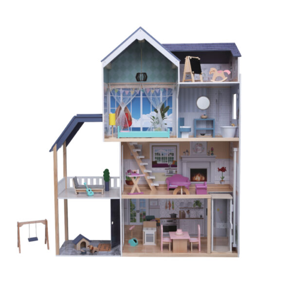 wooden house-crystal-hertwill Wooden Dollhouse Crystal with LED Lights