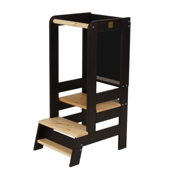 53936 MeowBaby Wooden Kitchen Helper for Children with Board - Black