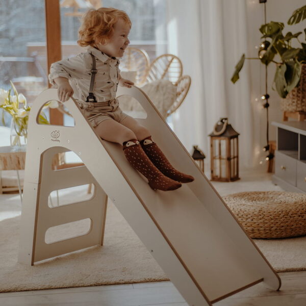 MeowBaby-Wooden-Slide-for-Children-87x46cm-Indoor,-White (3) Wooden Indoor Scandi Slide for Children 87x46cm