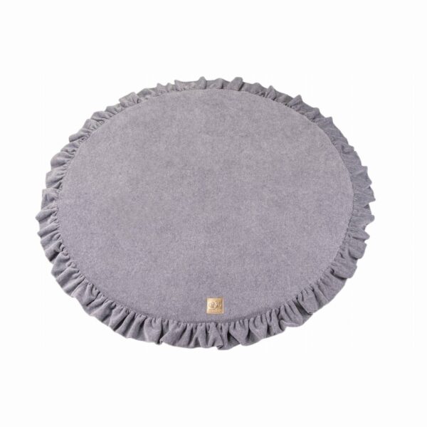 Meowbaby_round mat_grey Round Play Mat With a Frill - Grey Velvet