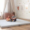 Play Mat for Kids - Square Light Grey Velvet