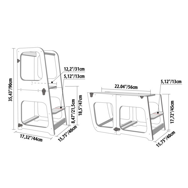 Transformable Kitchen tower (16).jpg Montessori Kindertisch und Sofa/Stuhl-Set