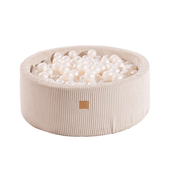 b89d7c020cd2035905afcb57c8b48e32 Round Ball Pit with 200 Pearl balls, 90x30cm - Velvet Ecru