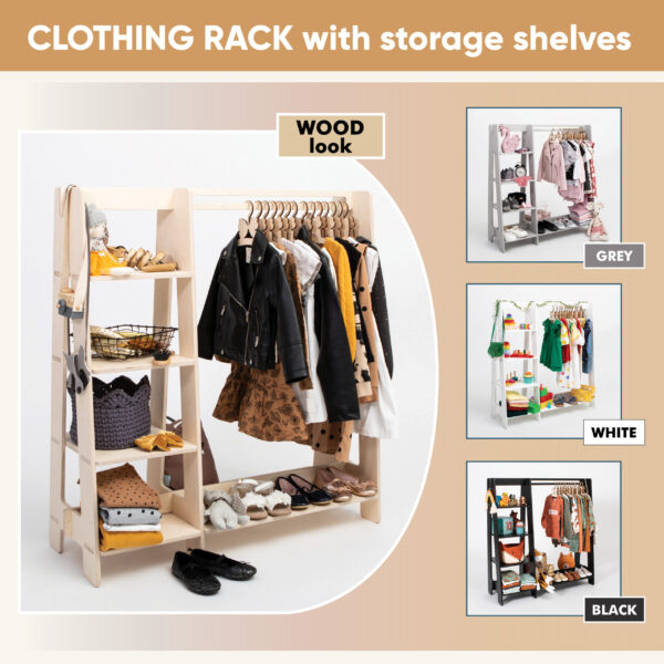 clothing-rack (15) Kleiderständer für Kinder mit Regalen