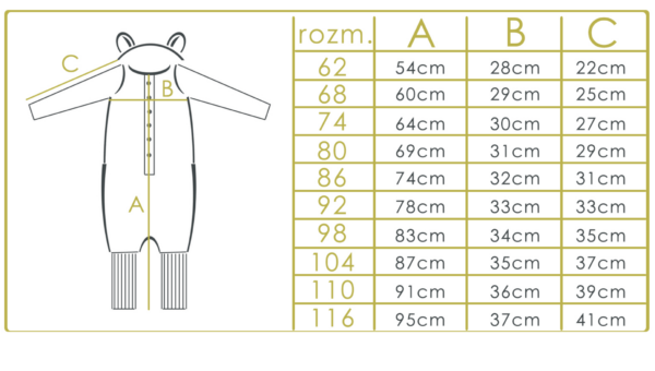 ZZZ size chart autumn Eared Jumpsuit for Babies and Kids - Blue Hearts