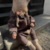 Eared Jumpsuit for Babies and Kids - Chocolate