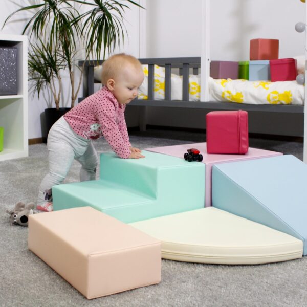 iglu-corner-climber-pastel-1e37c4b3.jpg Soft Play 5 Foam Block Set - Light Pastel Corner Climber