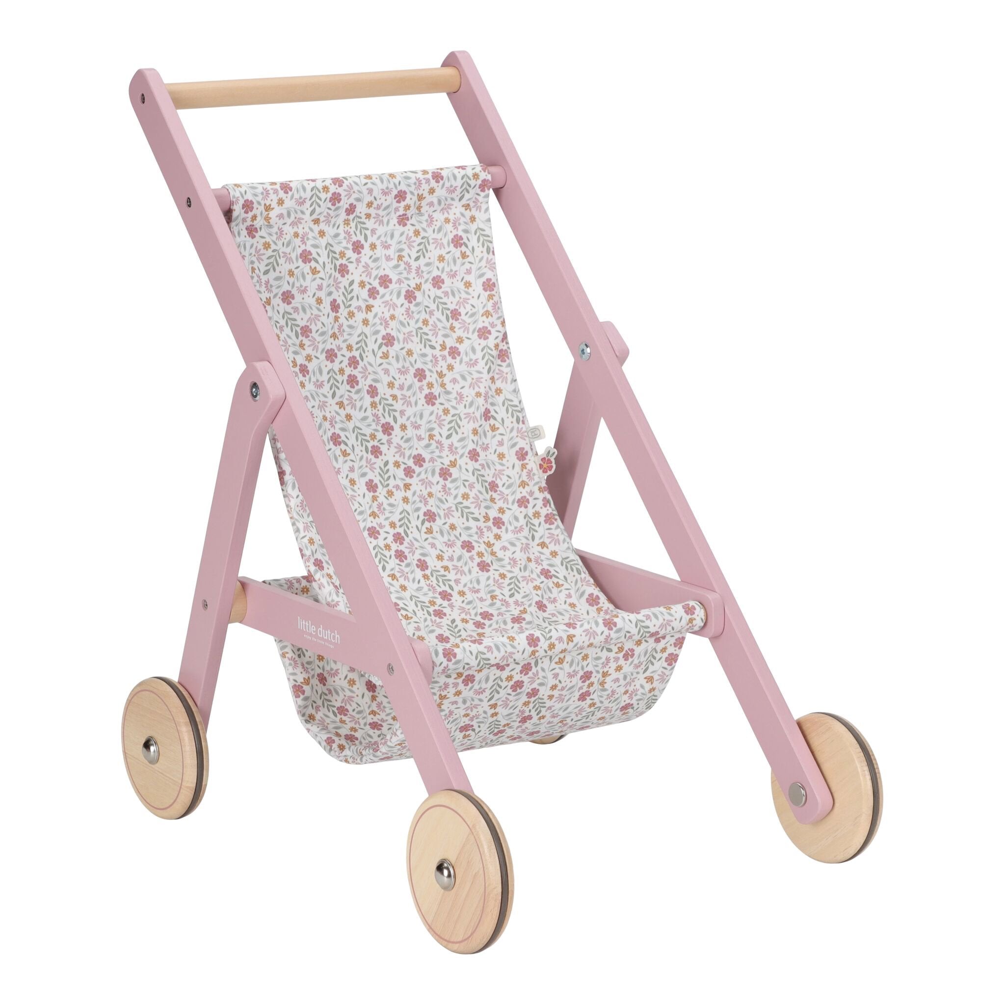 Wooden doll stroller - Pink - Essentials